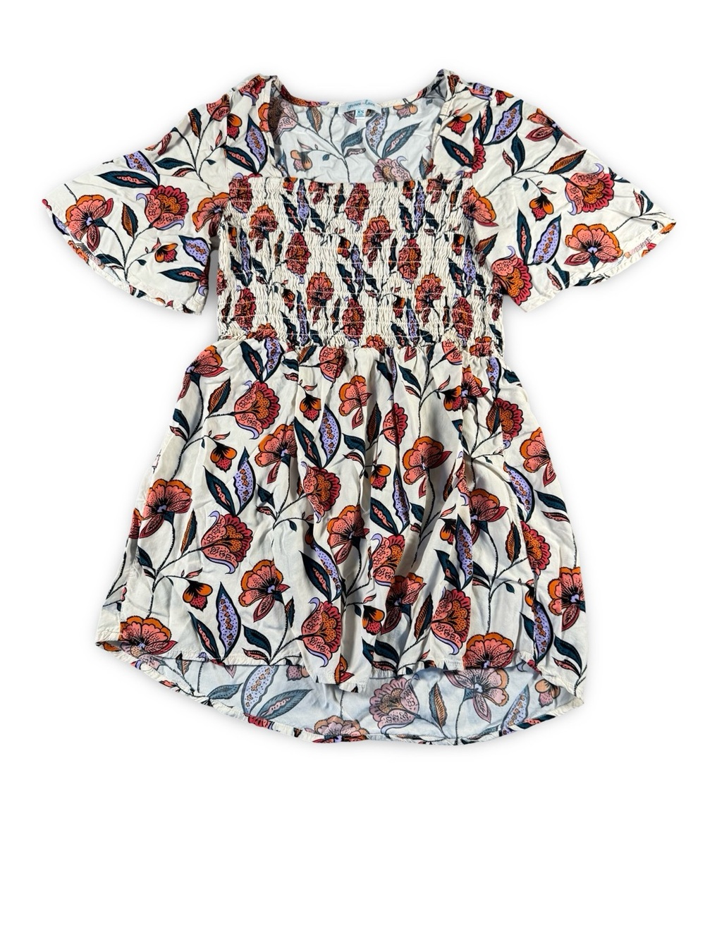 Grace & Lace‎ Floral Blouse Womens Size XS Smocked
